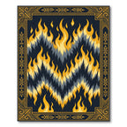 Fiery Yellow Tribal Flame Ikat Rug