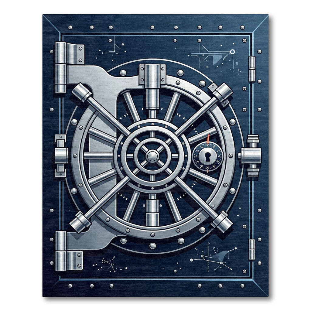 Industrial Metallic Vault Circular Steel Art Rug