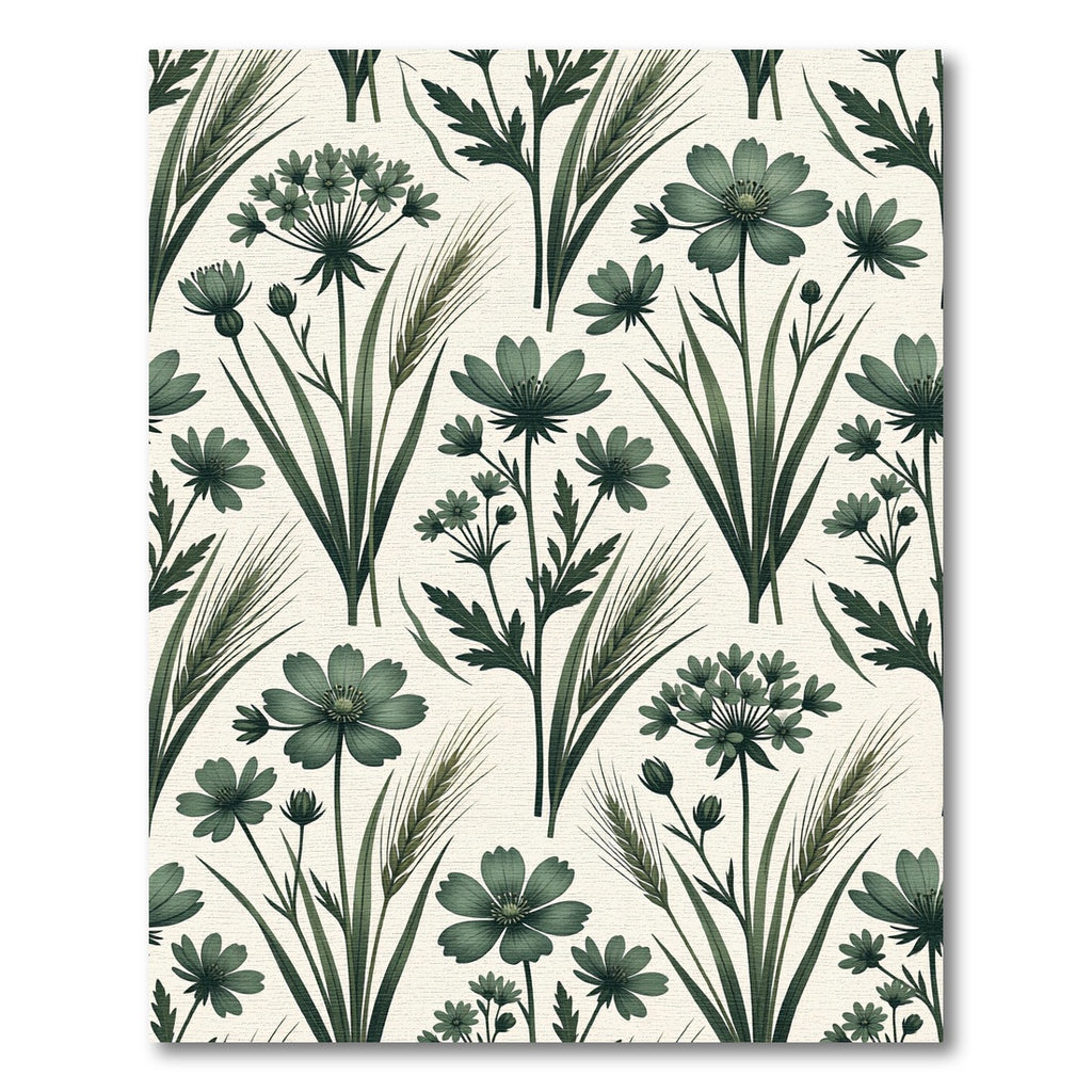 Sage Green Botanical Wheat Meadow Rug