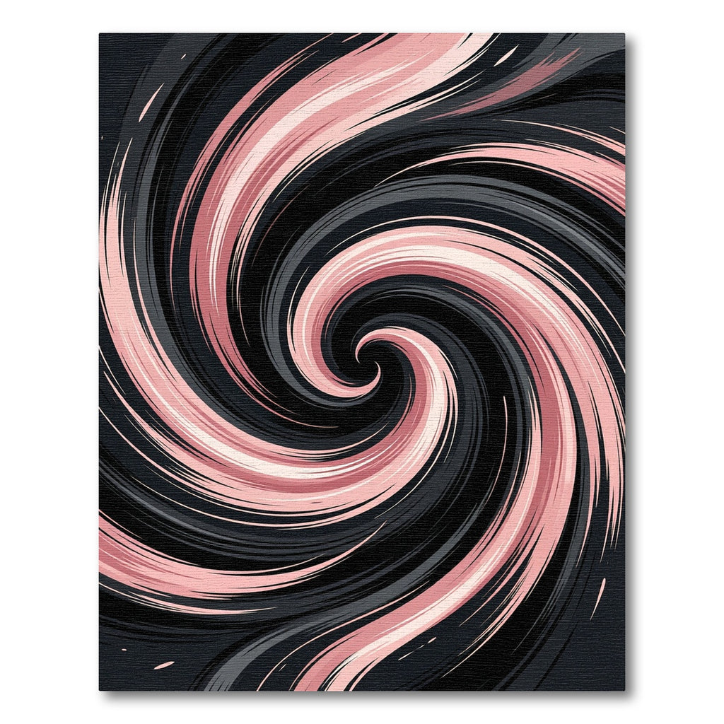 Blush and Charcoal Abstract Swirl Rug