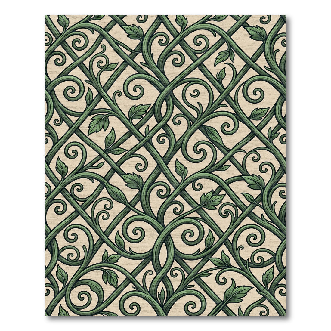 Elegant Green Trellis Garden Vine Rug