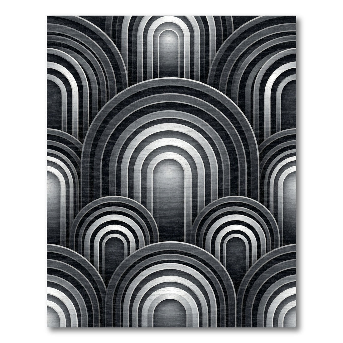 Monochrome Arched Art Deco Geometric Rug