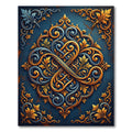 Ornate Teal Gold Swirl Floral Rug