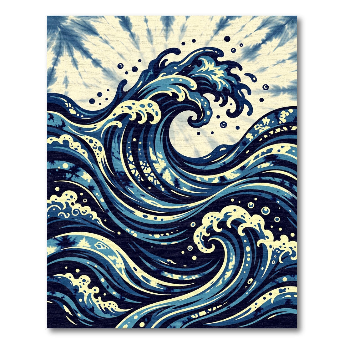 Indigo Wave Japanese Inspired Artistic Swirl Rug