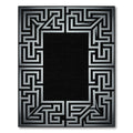 Metallic Silver Maze Border Rug