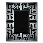 Metallic Silver Maze Border Rug
