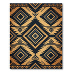 Geometric Ochre and Charcoal Aztec Rug
