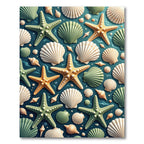Oceanic Starfish Scallop Shell Collage Rug