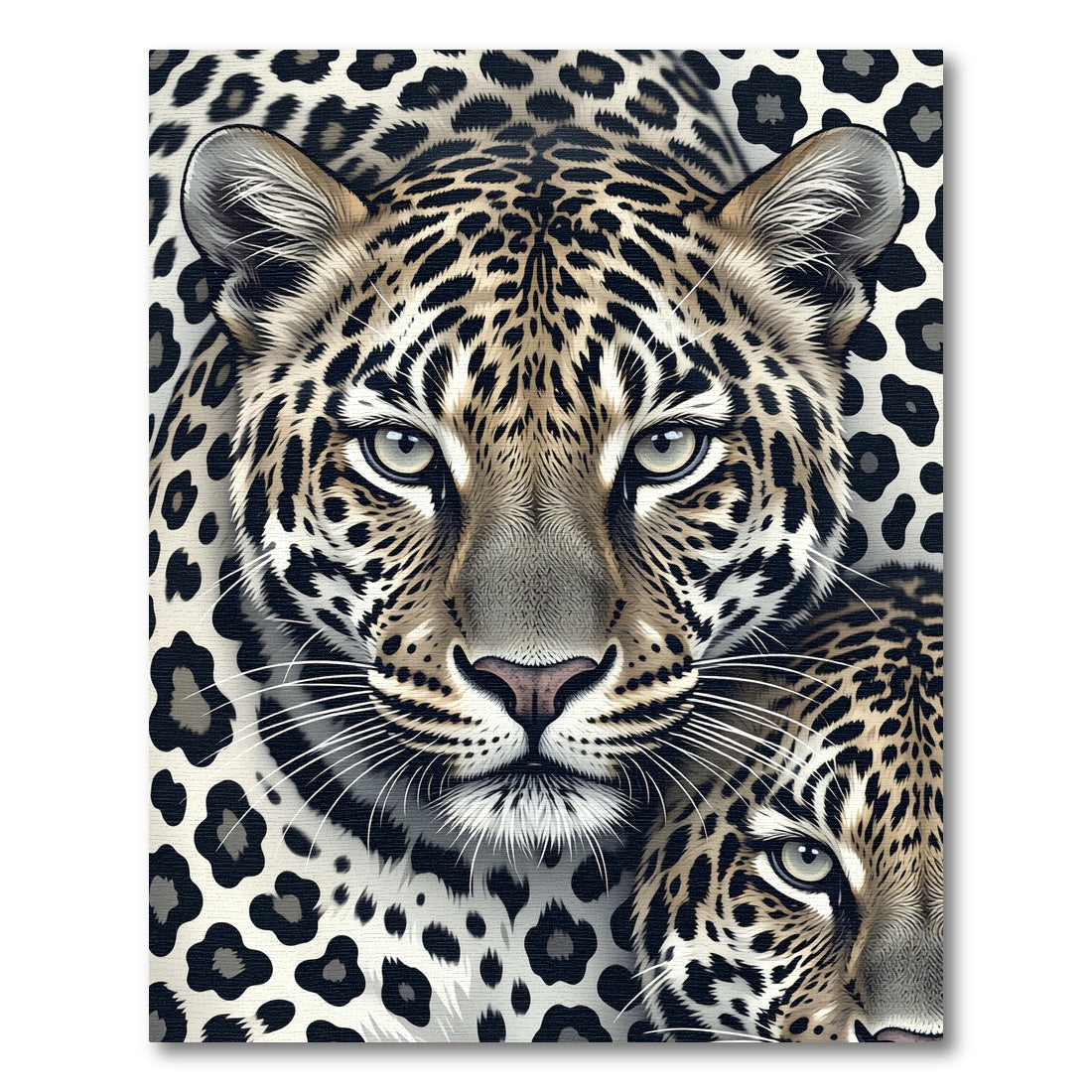Majestic Leopard Face Animal Portrait Rug