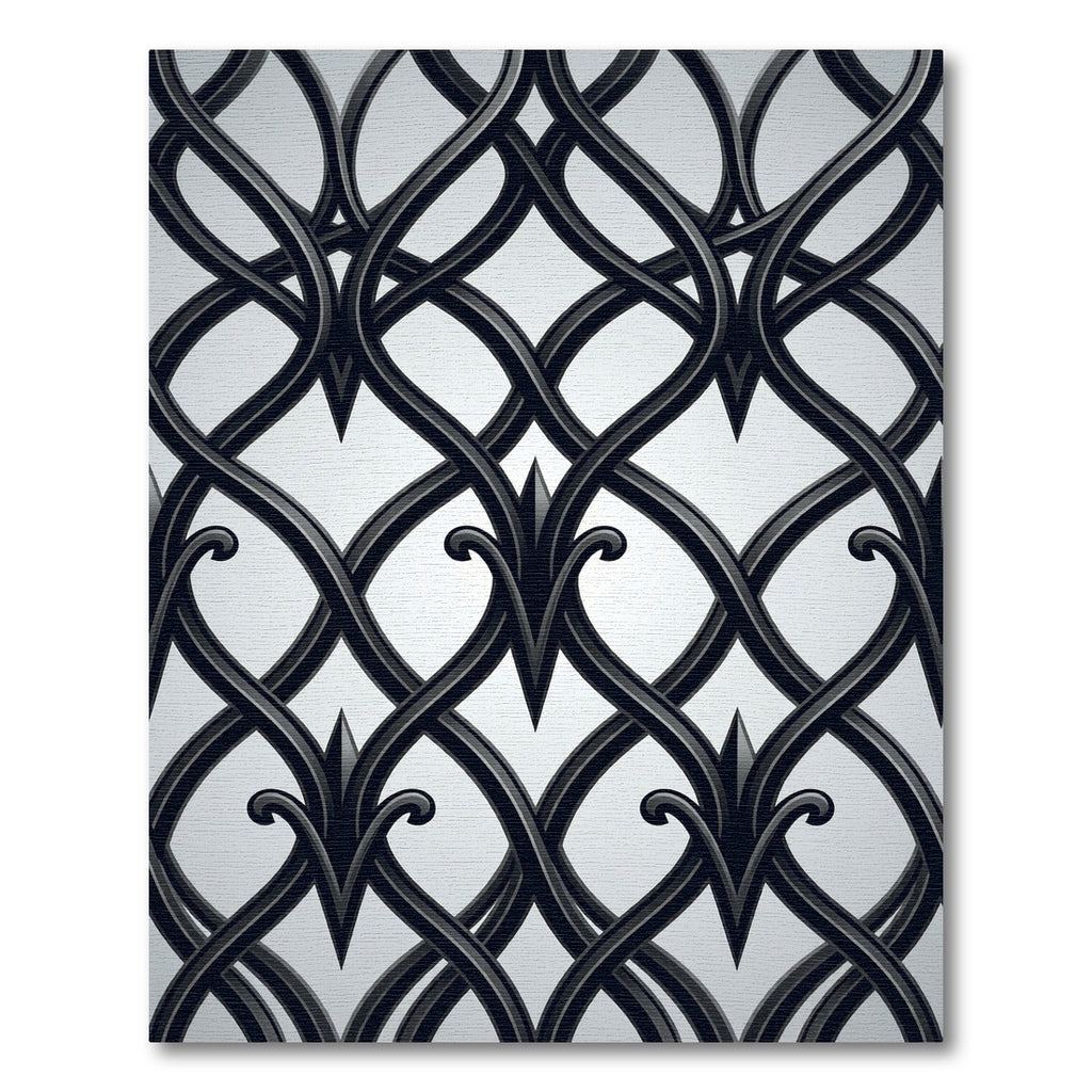 Elegant Charcoal Gothic Filigree Interlaced Rug