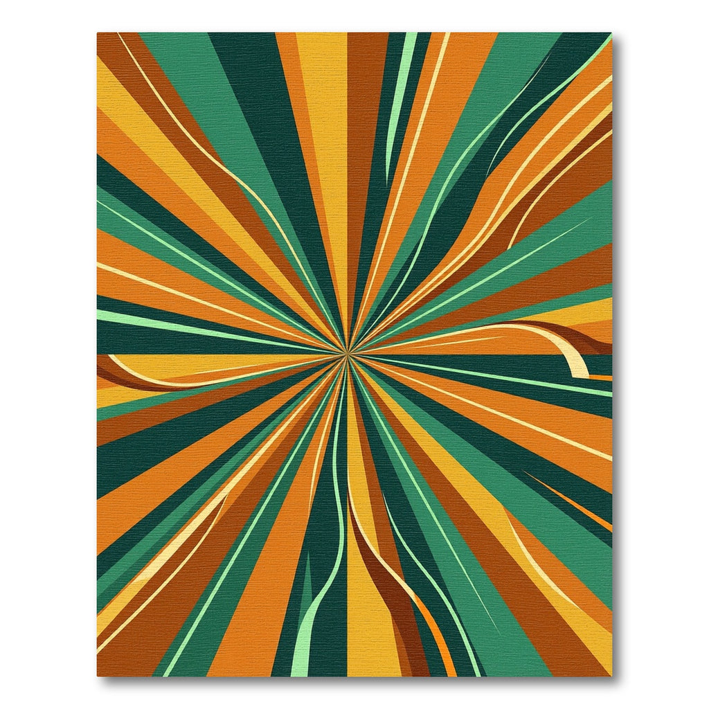 Retro Radiant Sunburst Abstract Gold Forest Rug