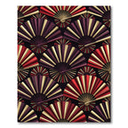 Geometric Fan Crimson and Gold Rug