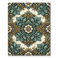 Elegant Sage and Gold Floral Medallion Rug