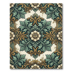 Elegant Sage and Gold Floral Medallion Rug