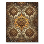 Golden Ochre Damask Floral Medallions Rug
