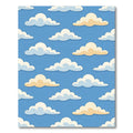 Whimsical Blue and Golden Cloud Sky Rug