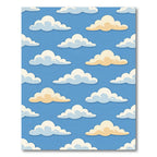 Whimsical Blue and Golden Cloud Sky Rug