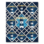 Geometric Blue Lighthouse Beacon Rug
