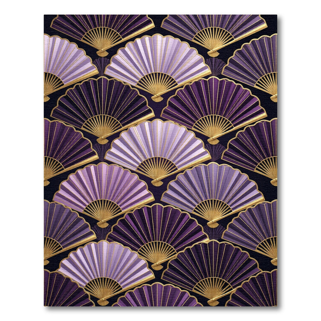 Elegant Purple Fan Art Deco Medallion Rug