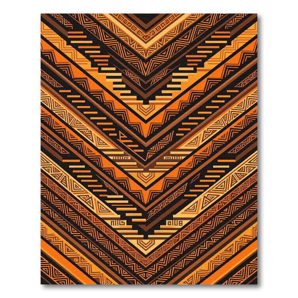Orange Tribal Chevron Geometric Rug