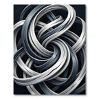 Modern Monochrome Swirling Intertwined Ribbon Rug