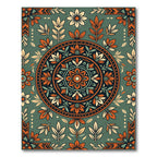 Earthy Sage Floral Medallion Boho Rug