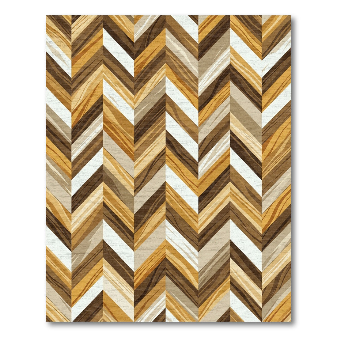 Modern Tonal Herringbone Wood Grain Rug