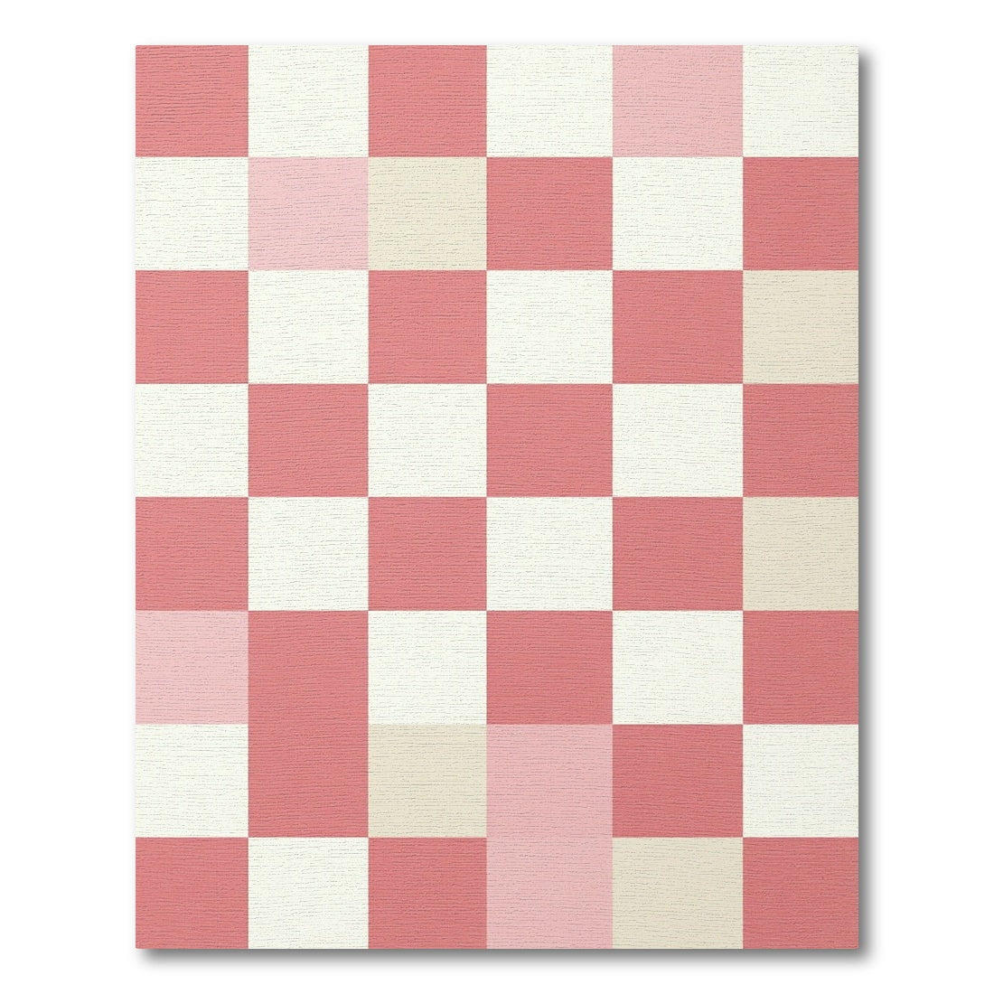 Soft Pink and Ivory Checkerboard Grid Rug