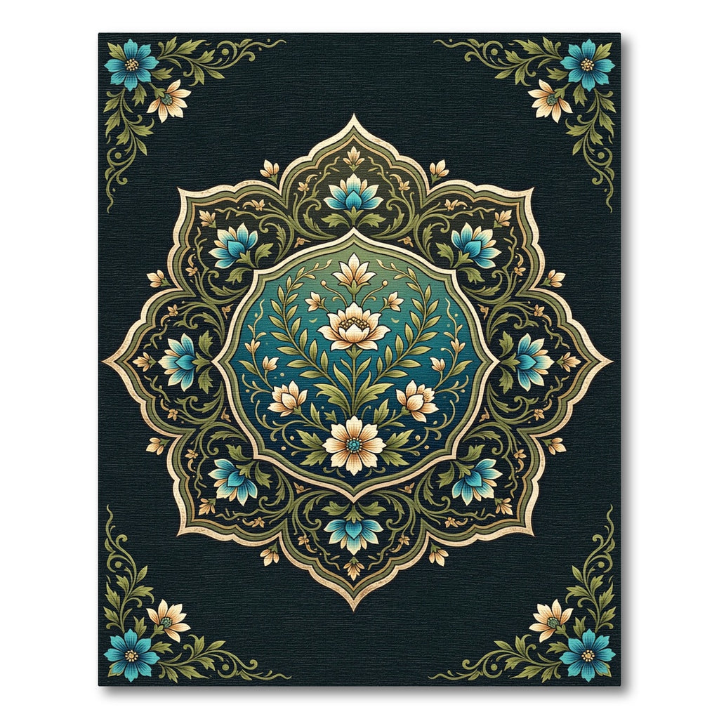 Blue Floral Medallion with Cream Accents Rug