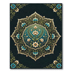 Blue Floral Medallion with Cream Accents Rug