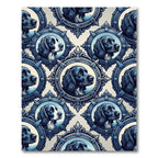 Ornate Blue Framed Cavalier Spaniel Portraits Rug