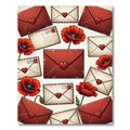 Vintage Red Envelopes Poppy Collage Rug