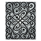 Elegant Monochrome Swirling Scroll Ornament Rug