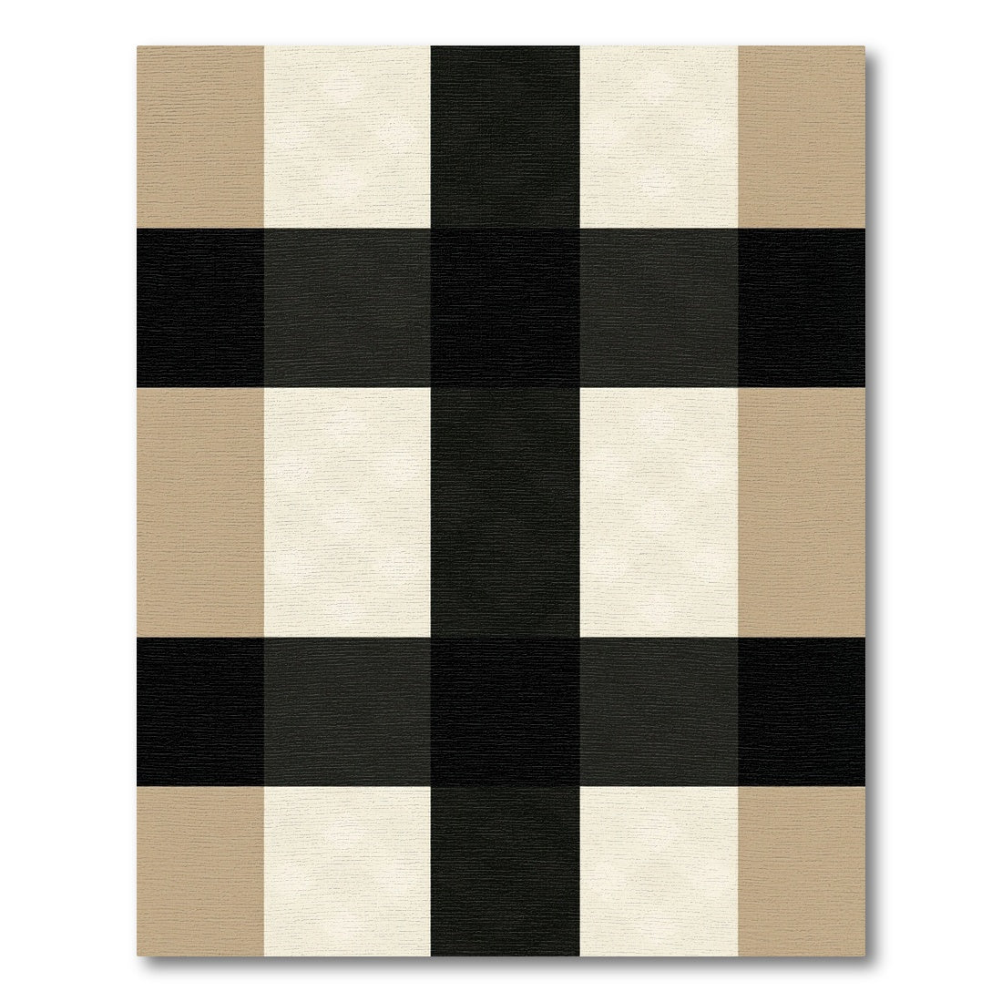 Classic Black Beige Gingham Check Rug