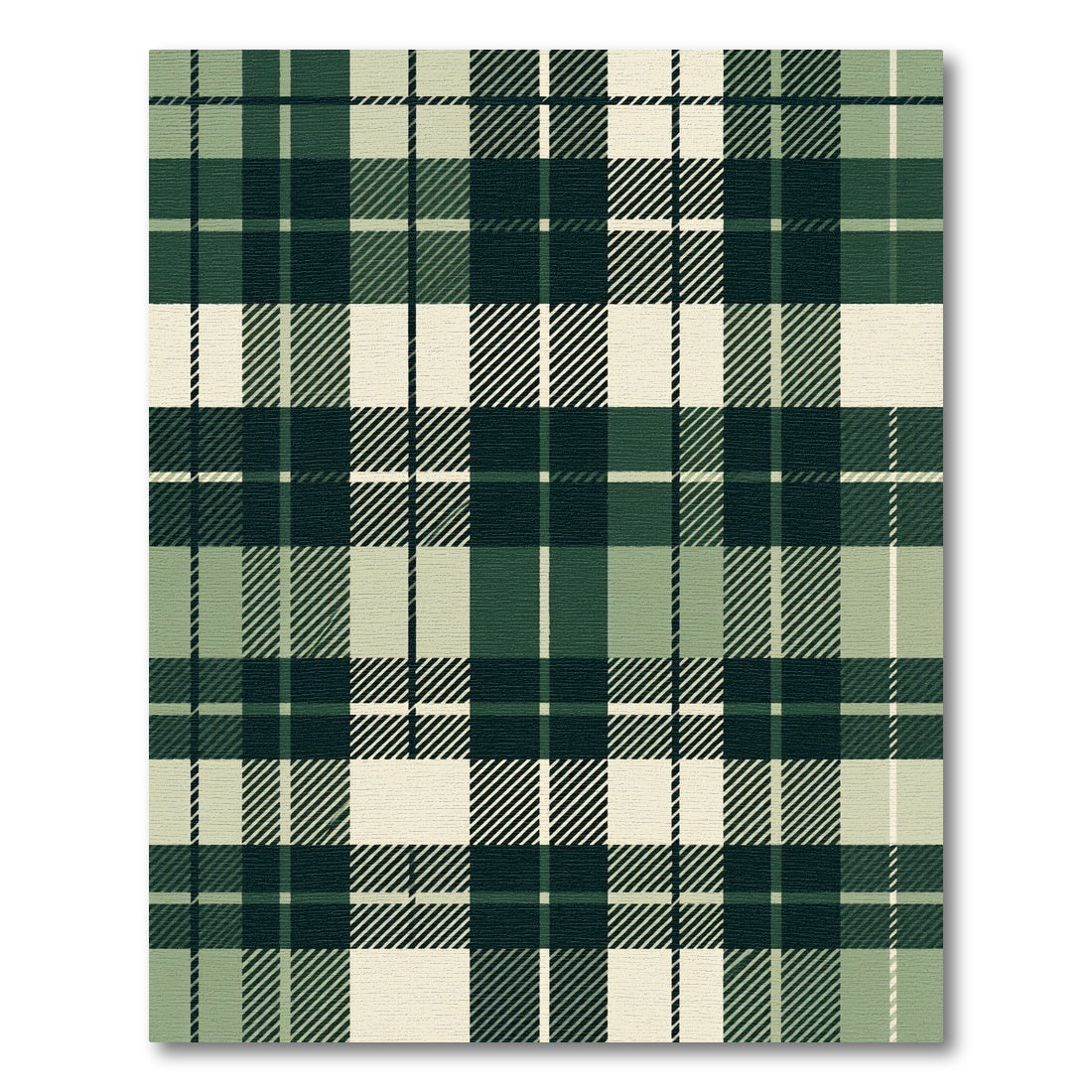 Modern Forest Green Plaid Tartan Rug