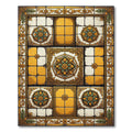 Ornate Yellow Floral Medallion Tiles Rug