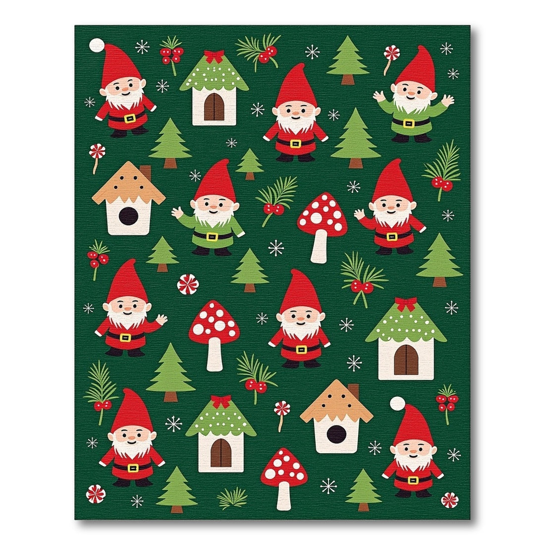 Whimsical Gnomes Forest Christmas Theme Rug