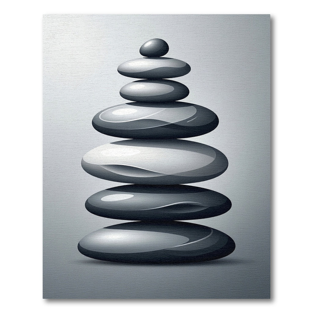 Zen Stacked Smooth Gray Pebble Rug