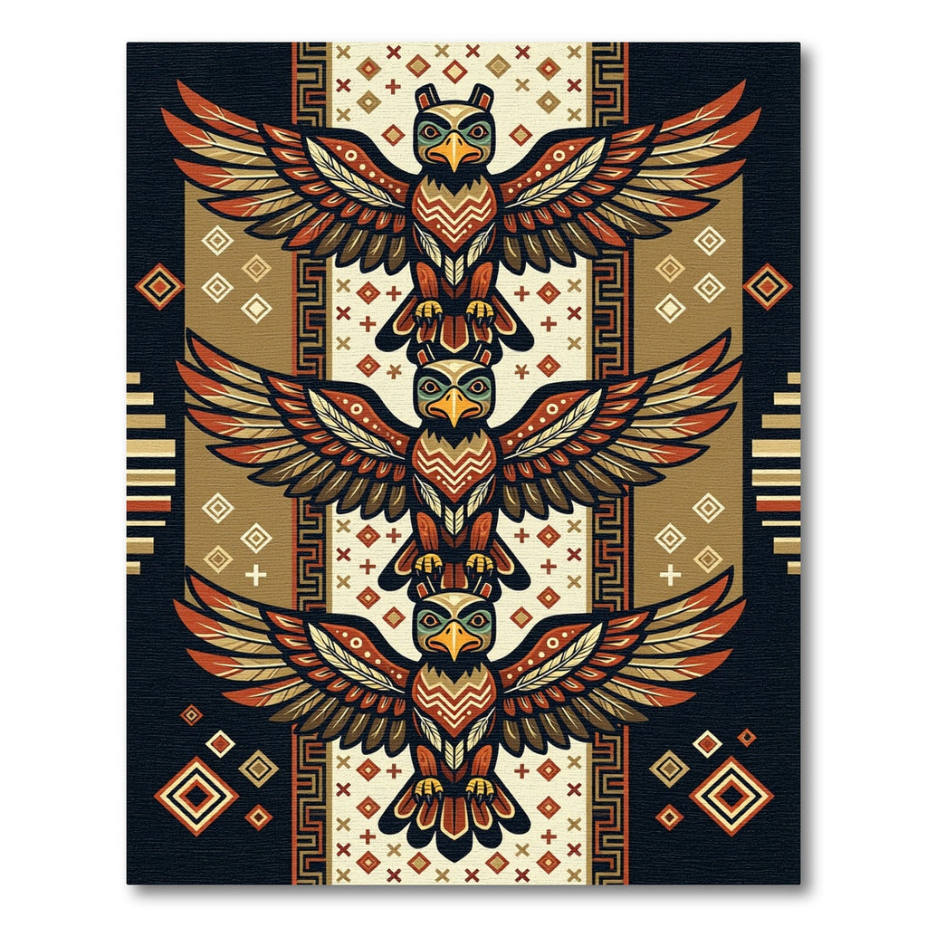 Totem Eagle Geometric Earth Tone Tapestry Rug