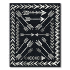Gray and White Arrow Border Rug