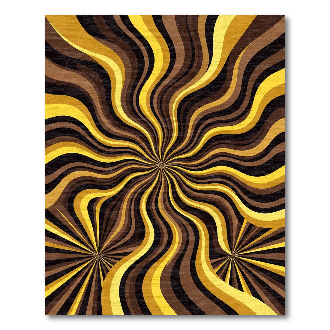 Golden Brown Swirling Rays Rug