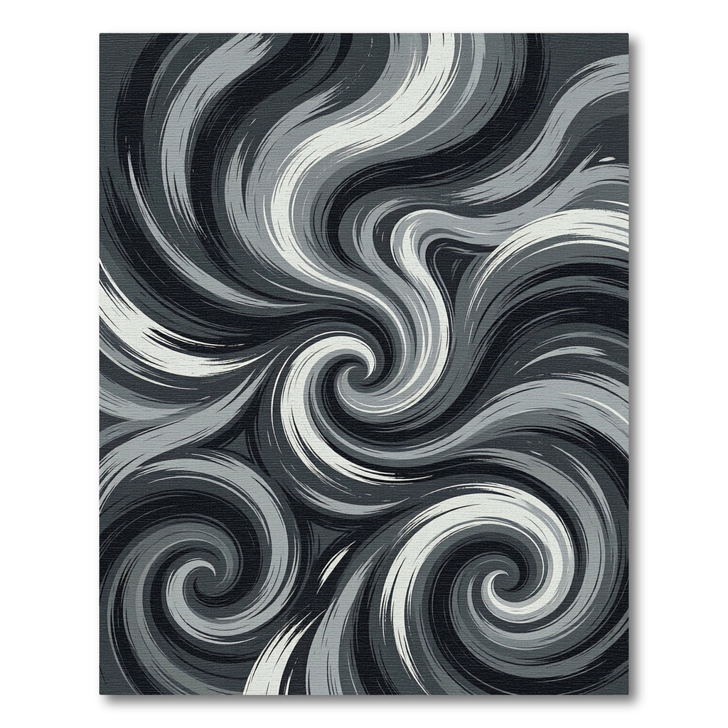 Monochrome Abstract Swirling Wave Art Rug