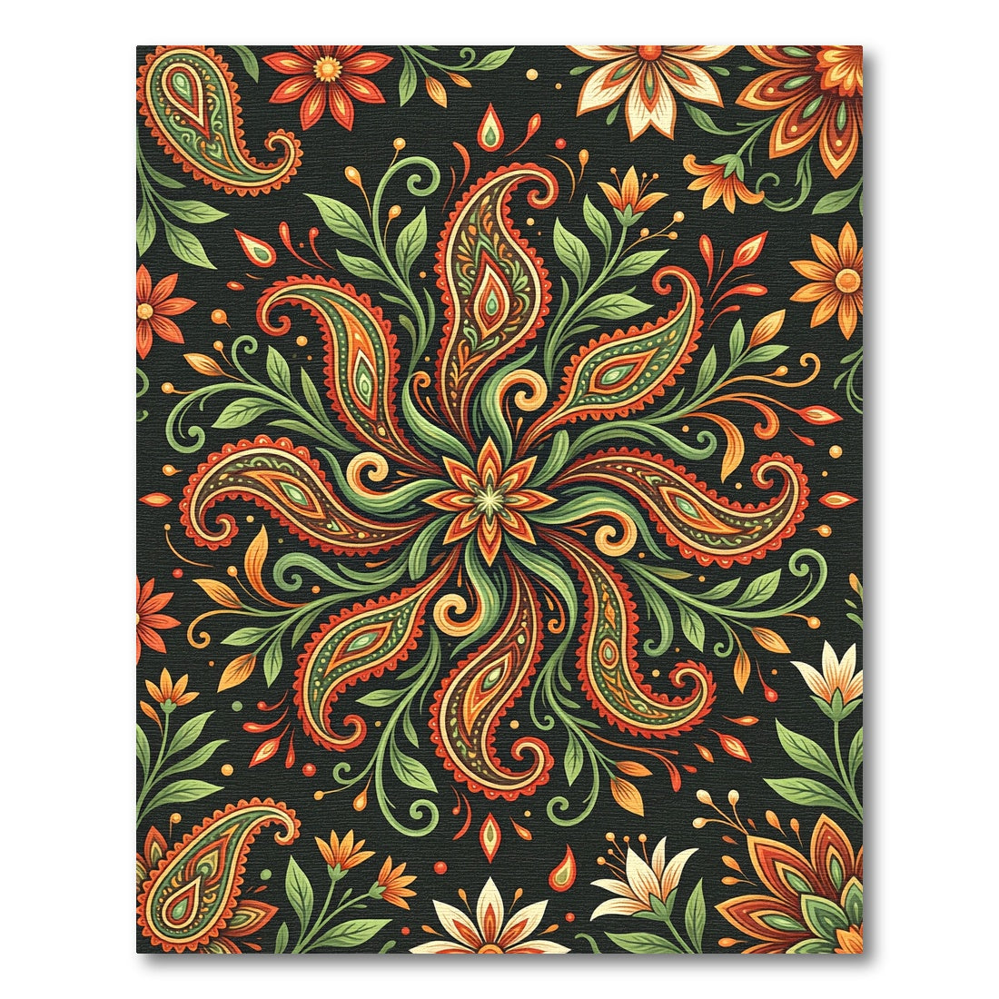 Ornate Paisley Floral Autumn Mandala Rug