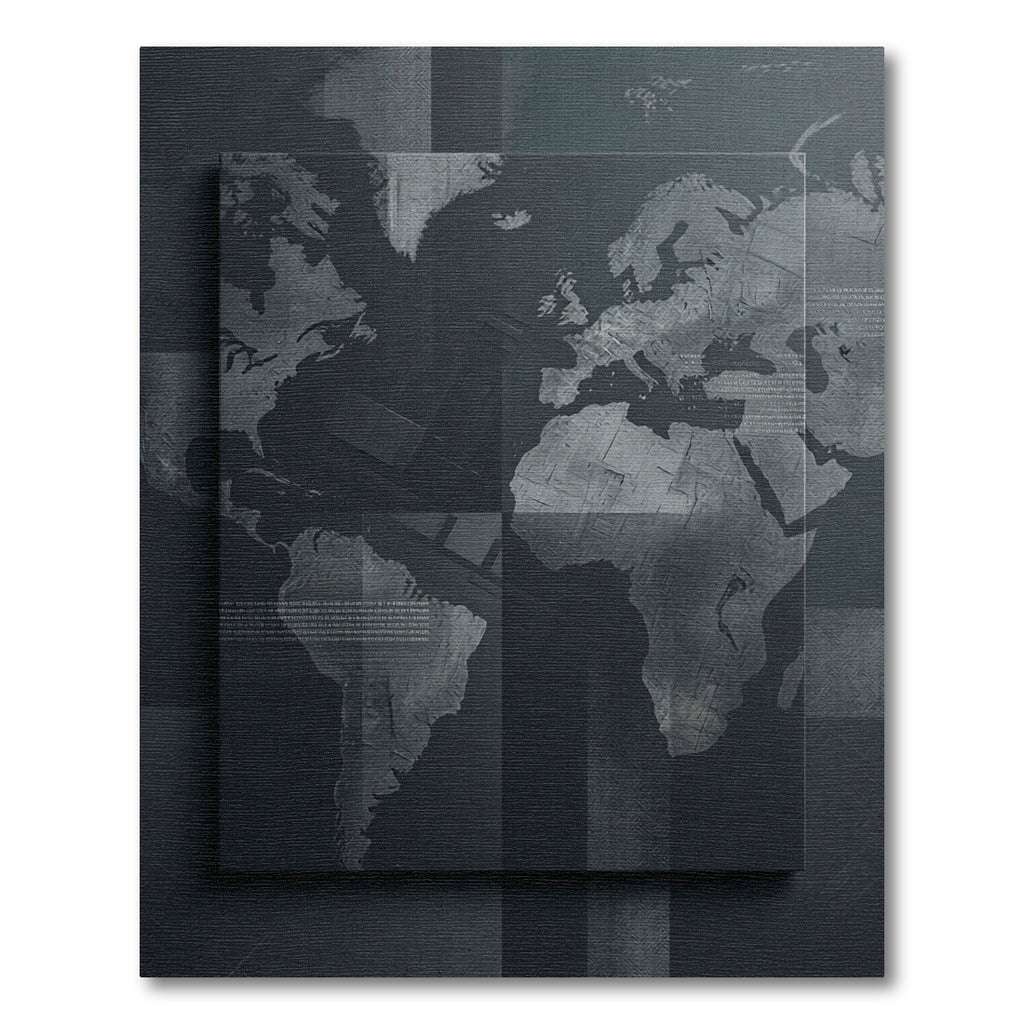 Monochrome Industrial Map Global Wall Art Rug