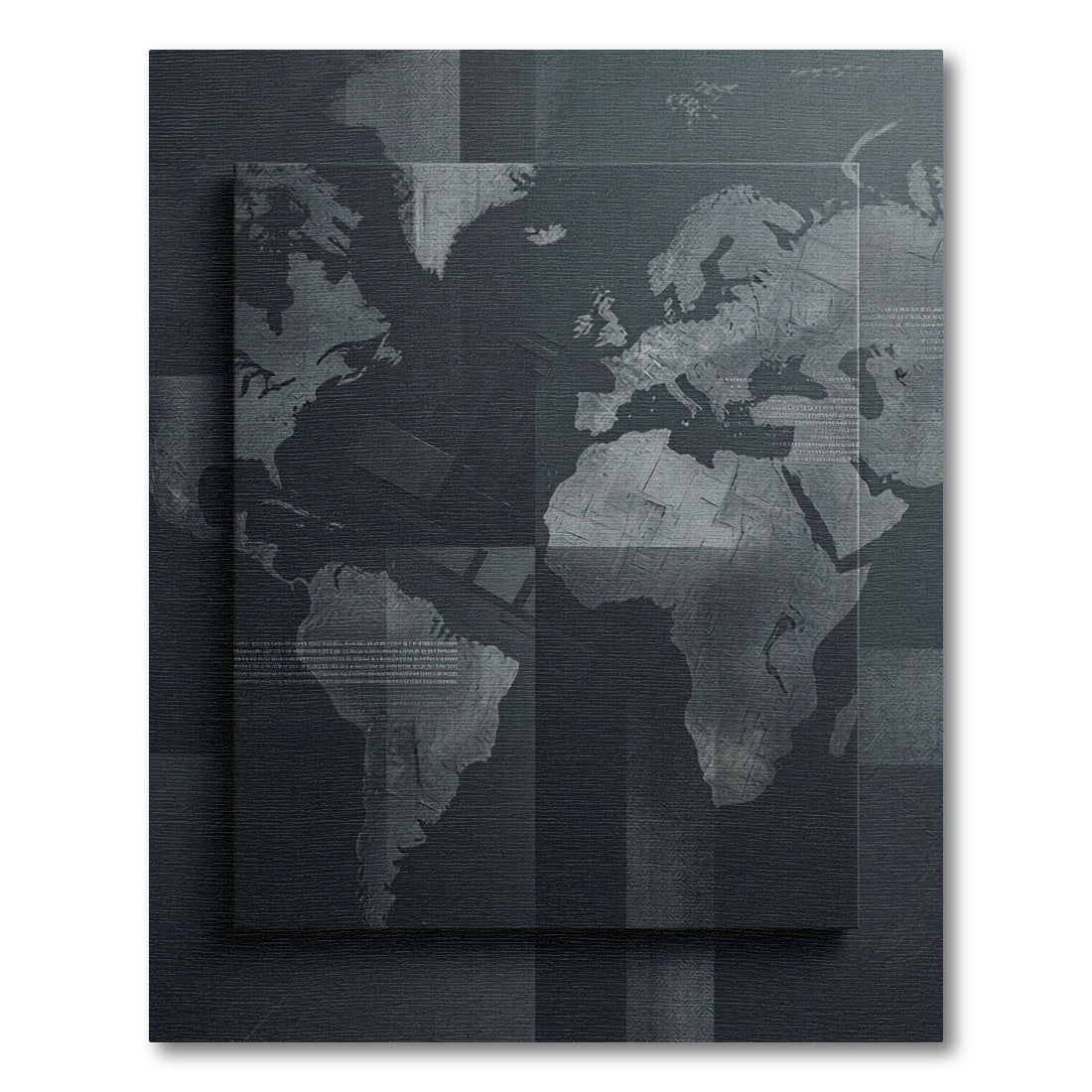 Monochrome Industrial Map Global Wall Art Rug