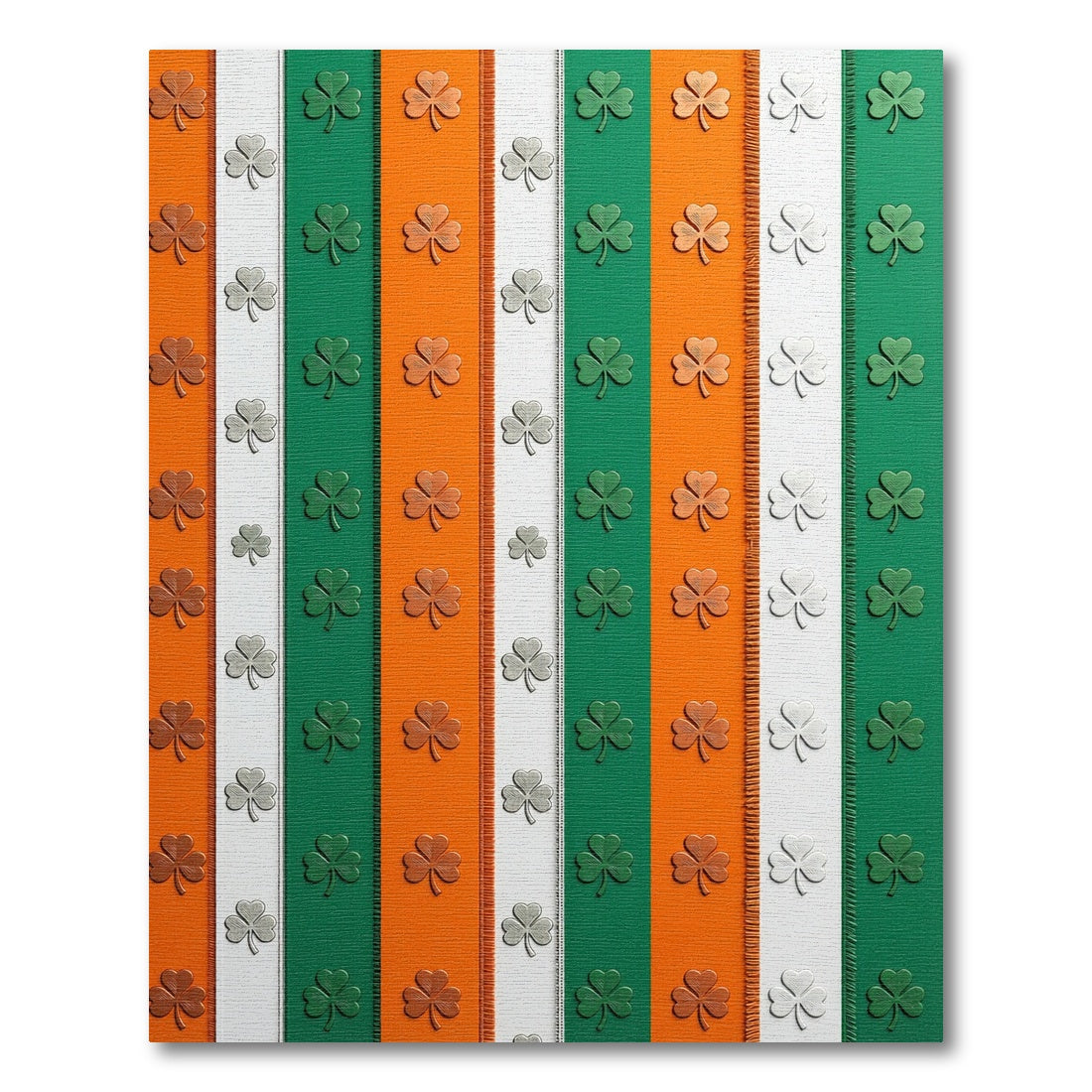 St. Patrick's Shamrock Emerald Orange Striped Rug