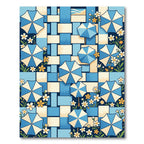Sunny Blue Umbrella and Floral Weave Rug
