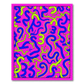 Vibrant Pink Blue Yellow Scribble Rug