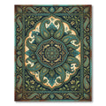 Teal Paisley Fish Medallion Ornate Art Rug