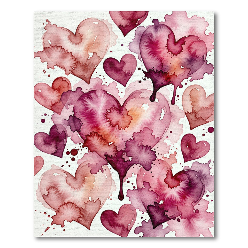 Watercolor Pink Heart Abstract Illustration Rug